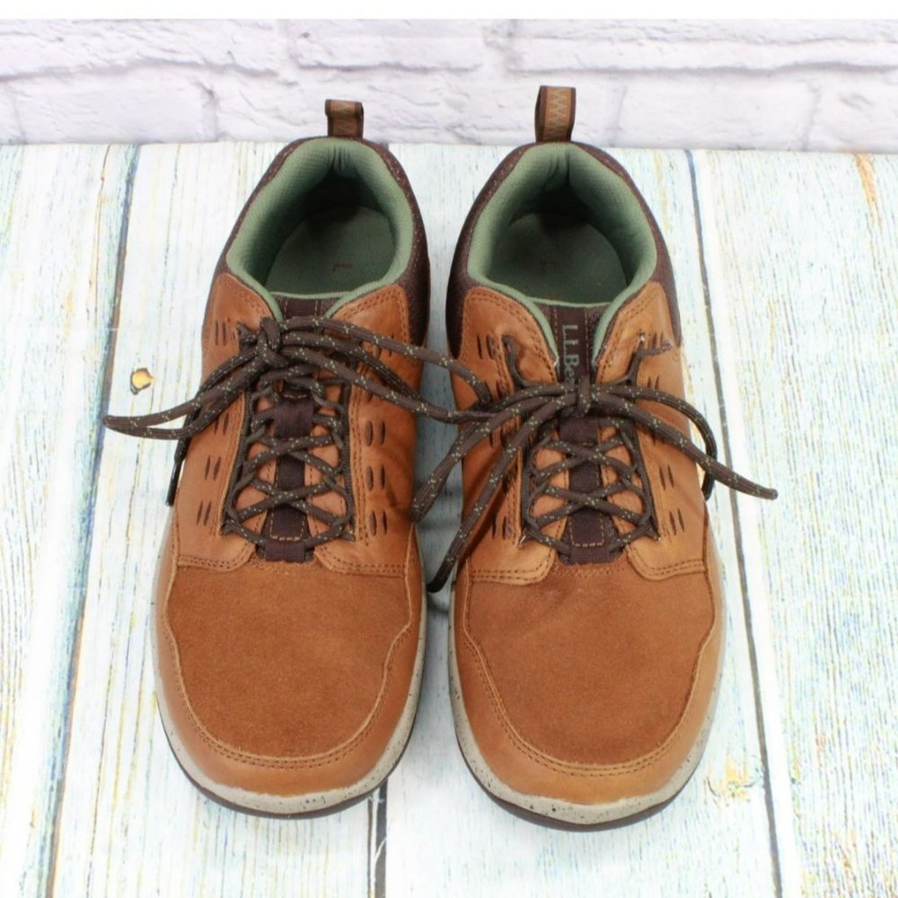 LL Bean Traverse Brown Leather Lace Up Low Top Trail Sneakers Shoes Size 10 M - Picture 5 of 10